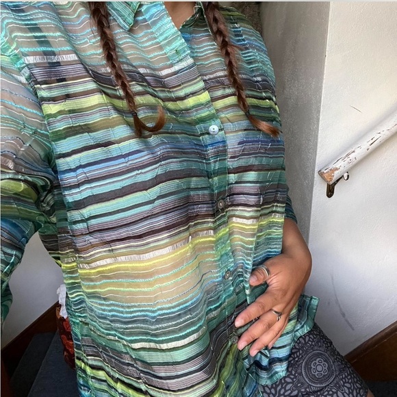 Funky Hippie Mesh Button Up Blouse 🩵 - Picture 4 of 8